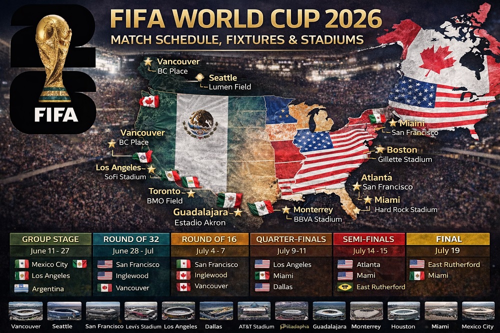 FIFA World Cup 2026 Match Schedule, Fixtures & Stadiums