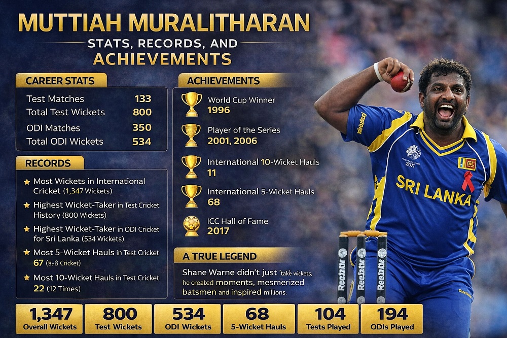 Muttiah Muralitharan Stats, Records, and Achievements